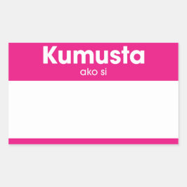 Adesivo Retangular De "meu nome Kumusta Ako Si" olá! é Nametag
