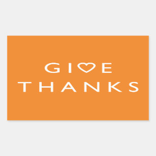 Adesivo Retangular Dê obrigados com seu coração, mensagem de Ação de