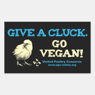Adesivo Retangular Dê um Cluck. Vai o Vegan!
