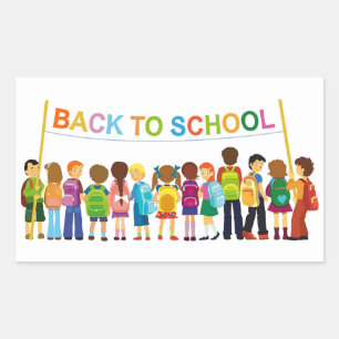 Adesivo Retangular De volta às crianças da escola