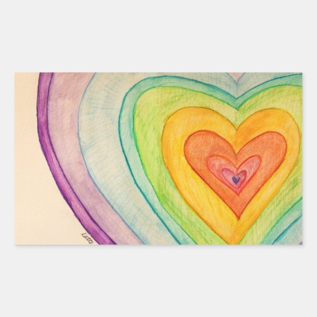 Adesivo Retangular Decais Personalizados do Rainbow Love (Frente)