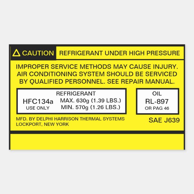 Adesivo Retangular Decal de condicionamento do ar de Tacoma A/C em 20 (Frente)