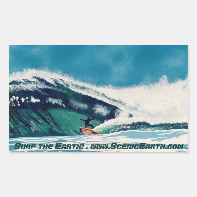 Adesivo Retangular Decano de arte do Surf de surfe do Water Sticker C (Frente)
