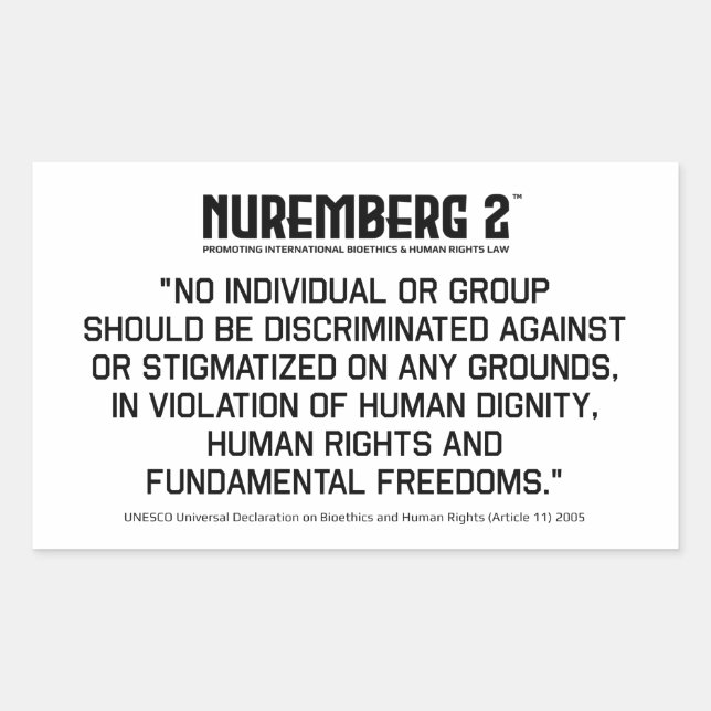 Adesivo Retangular Declaração sobre Bioética e Direitos Humanos 2005  (Frente)