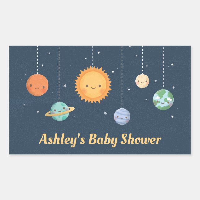Adesivo Retangular Decoração de Chuveiro de Bebê Espaço Sol e Planeta (Frente)