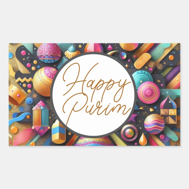 Adesivo Retangular Decoração de festa multicolorida de desejos judaic (Frente)