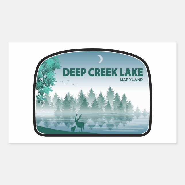 Adesivo Retangular Deep Creek Lake Maryland Deer (Frente)