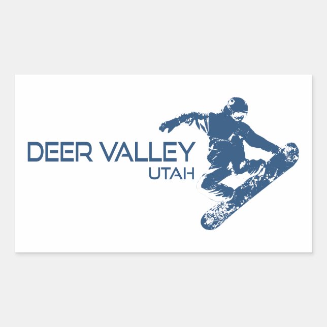 Adesivo Retangular Deer Valley Utah Snowboarder (Frente)