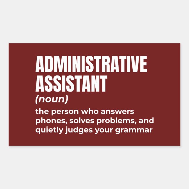 Adesivo Retangular Definição de Assistente Administrativo Funny (4) (Frente)