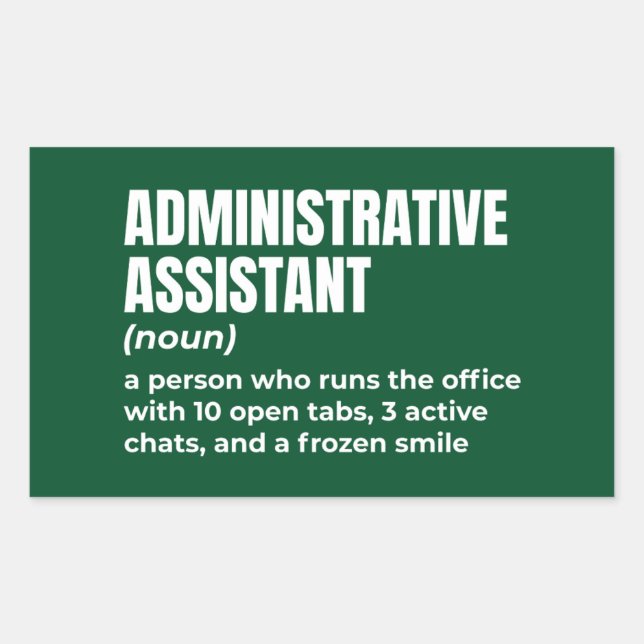 Adesivo Retangular Definição de Assistente Administrativo Funny (5) W (Frente)