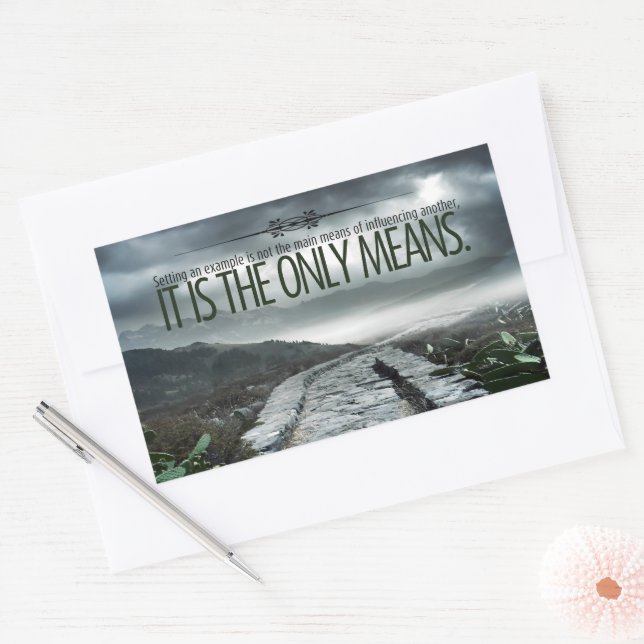 Adesivo Retangular "Definindo um exemplo" Cotação Inspiracional (Envelope)