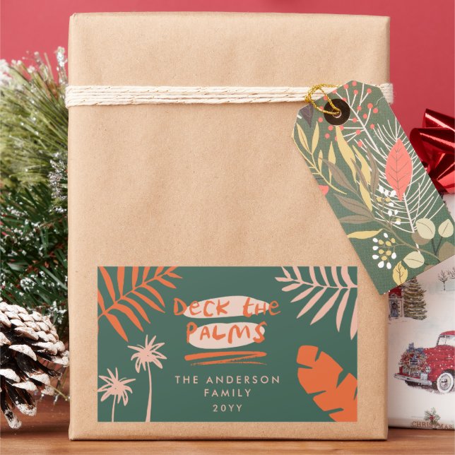 Adesivo Retangular deitar as palmas do natal tropical moderno (Feriado)