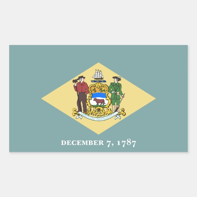Adesivo Retangular Delaware State Flag, Estados Unidos (Frente)