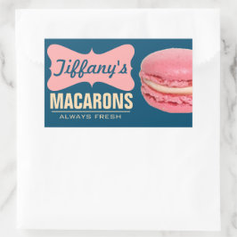 Adesivo Retangular Deliciosos Macarons Franceses Rosa | Macarons Case