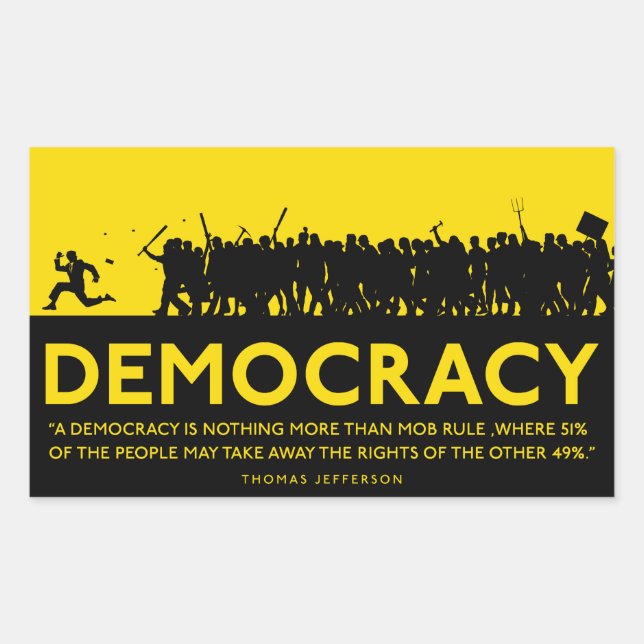 Adesivo Retangular Democracy Sticker (Frente)