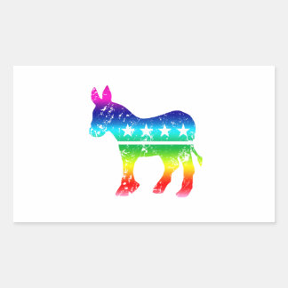 Adesivo Retangular Democrata Burro Original Angustiado Arco-íris