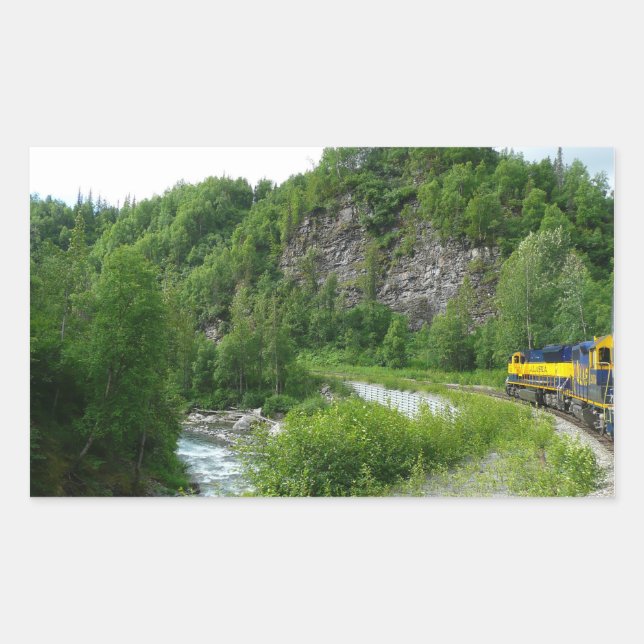 Adesivo Retangular Denali Express Trem de Férias Fotografia no Alasca (Frente)