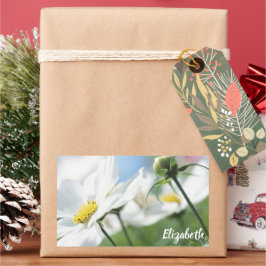 Adesivo Retangular Desejos com margaridas brancas personalizadas