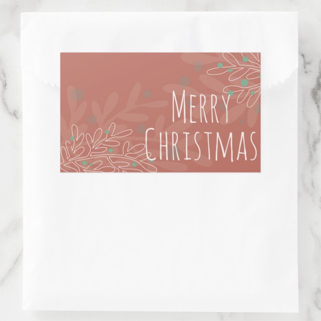 Adesivo Retangular desenho abstrato floral de Natal em vermelho vinho (Bolsa)