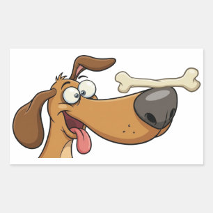 Adesivo Retangular Desenho Animado de Cachorro Equilibrando Osso