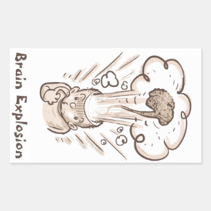 Adesivo Retangular desenho animado sobre explosão cerebral