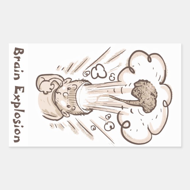 Adesivo Retangular desenho animado sobre explosão cerebral (Frente)