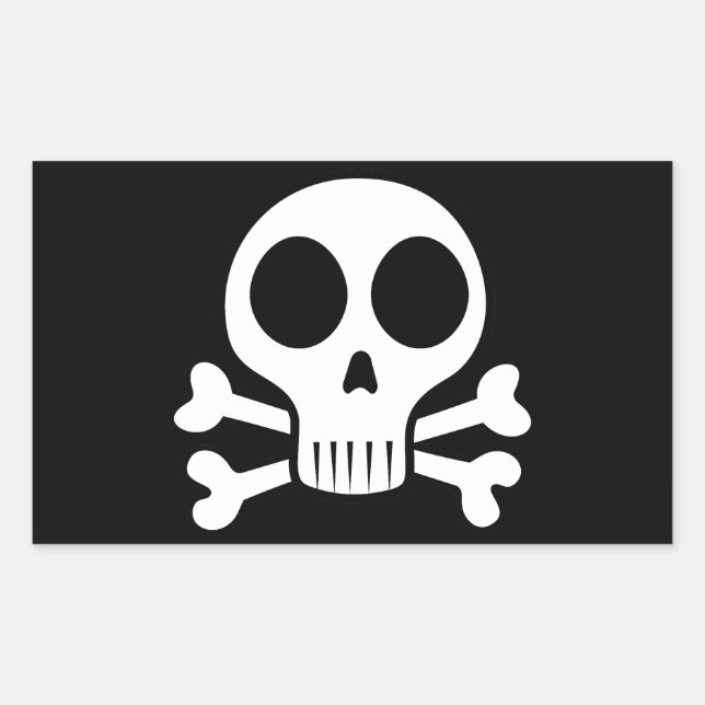 Adesivo Retangular Desenho de Caveira Pirata (Frente)