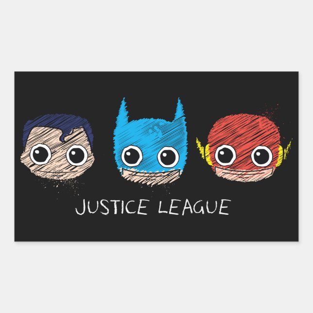 Adesivo Retangular Desenho dos Chefes da Mini Justice League (Frente)