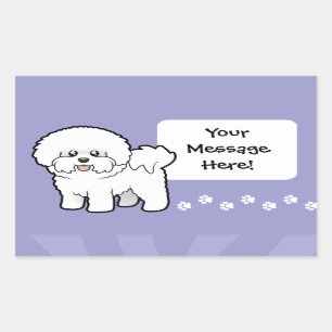 Adesivo Retangular Desenhos animados Bichon Frise