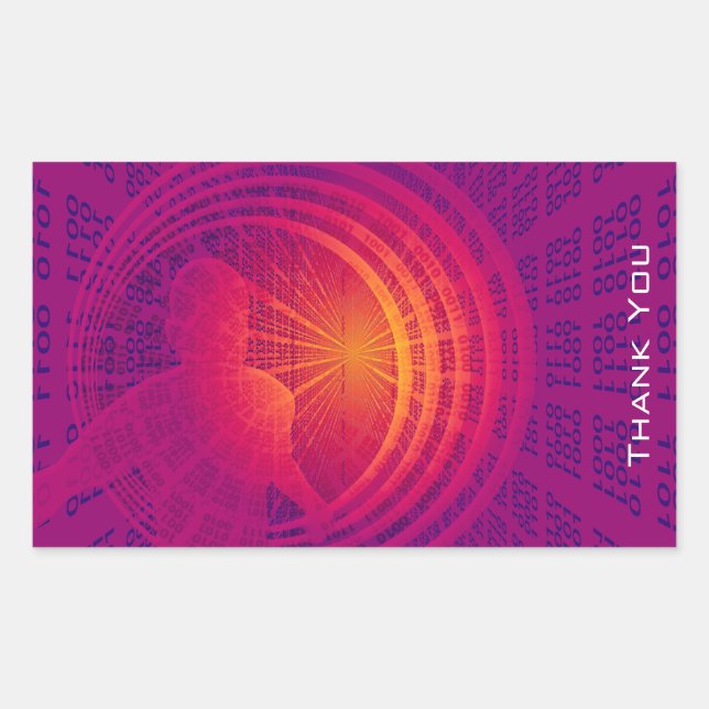 Adesivo Retangular Design abstrato de alta tecnologia de código binár (Frente)