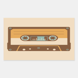 Adesivo Retangular Design analógico de fita cassete