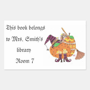 Adesivo Retangular Design de 2013 da biblioteca do Halloween.