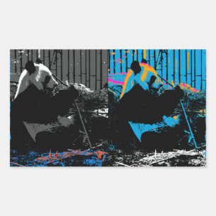 Adesivo Retangular Design de Arte Moderna com Urso Panda