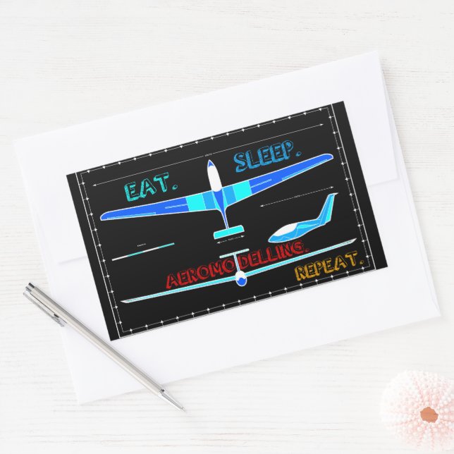 Adesivo Retangular Design de avião aeromodelante (Envelope)