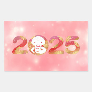 Adesivo Retangular Design de Celebração de 2025 na China
