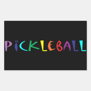 Adesivo Retangular Design de letras colorido de Pickleball do