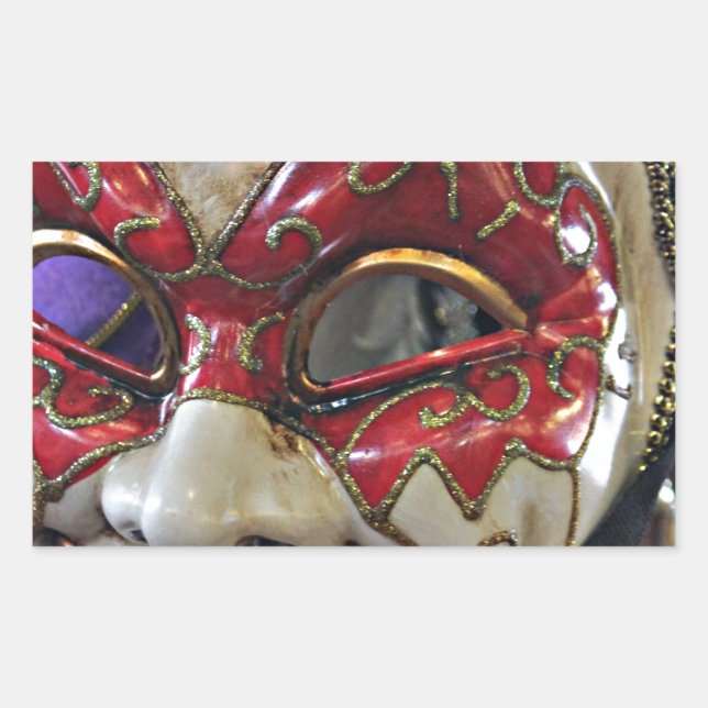 Adesivo Retangular Design de máscara de carnaval (Frente)