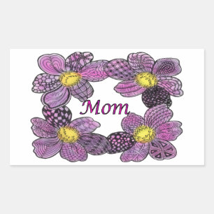 Adesivo Retangular Design de MOM rabiscado com ventilador roxo