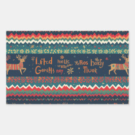 Adesivo Retangular Design de padrão de cartões de natal