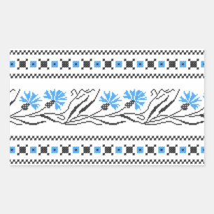 Adesivo Retangular Design de pontos crus de Cornflower azuis