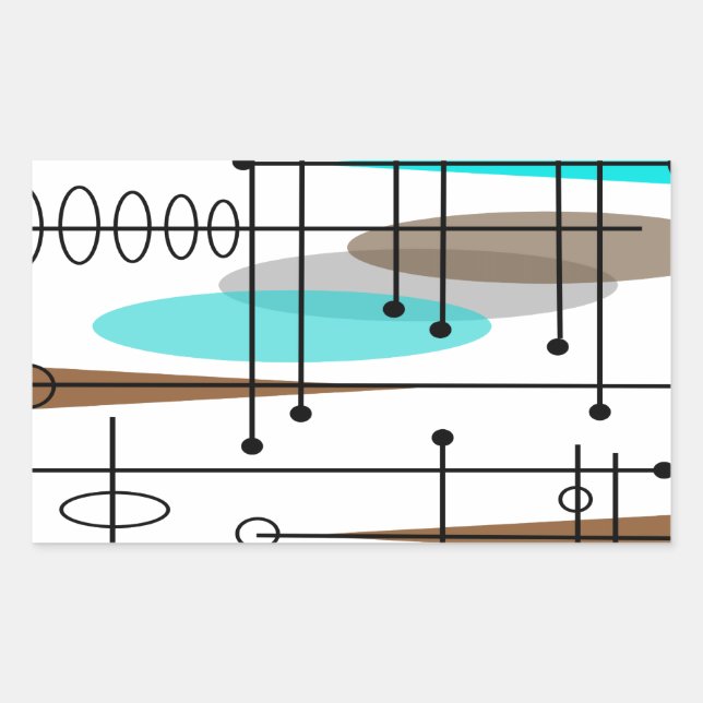 Adesivo Retangular Design de século 13 inspirado na era atômica (Frente)