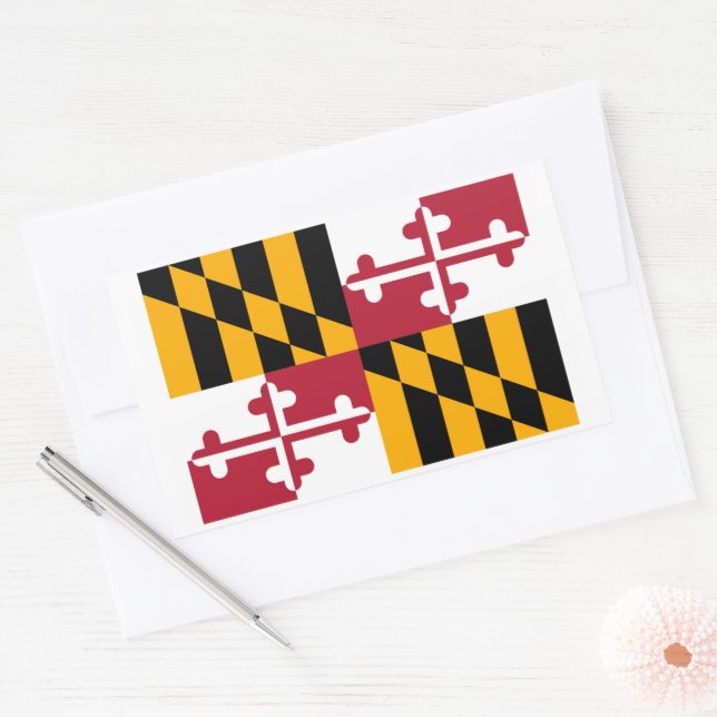Adesivo Retangular Design de Sinalizador do Estado de Maryland (Envelope)