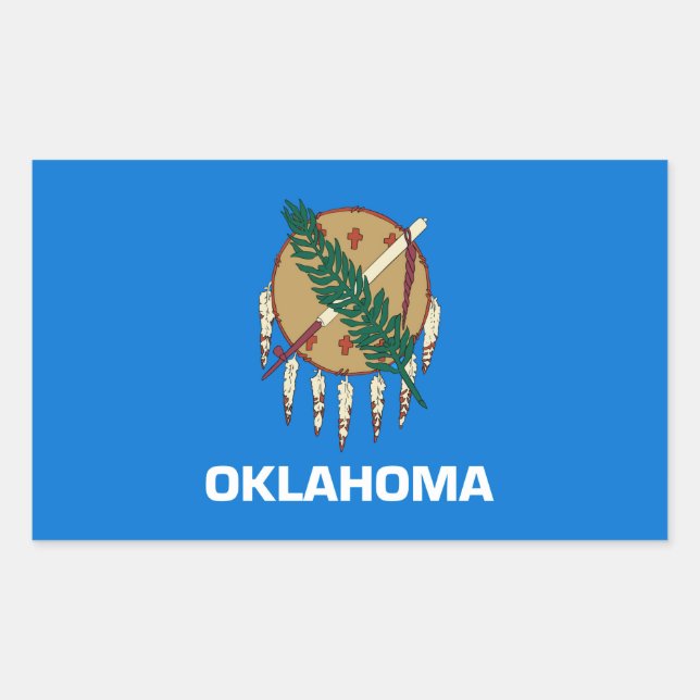 Adesivo Retangular Design de Sinalizador do Estado de Oklahoma (Frente)