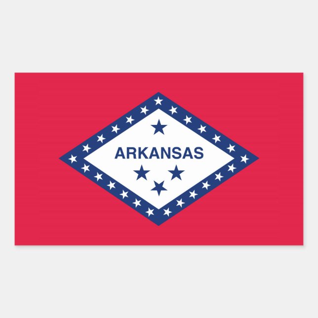Adesivo Retangular Design de Sinalizador do Estado do Arkansas (Frente)