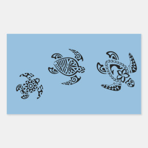 Adesivo Retangular Design de Tartaruga Tribal