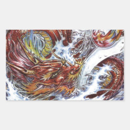 Adesivo Retangular Design de Tatuagem do Dragão Japonês