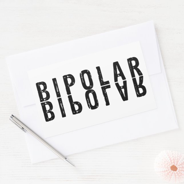 Adesivo Retangular Design de texto bipolar (Envelope)