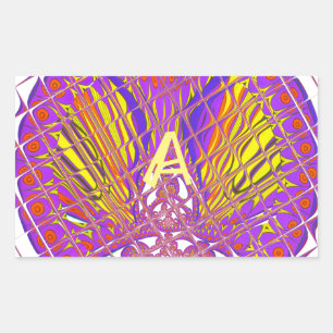 Adesivo Retangular Design de texto de logotipo colorido letra A