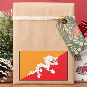 Adesivo Retangular Design do Butão com Dragão Branco