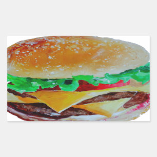 Adesivo Retangular design do Hamburger, pintura original